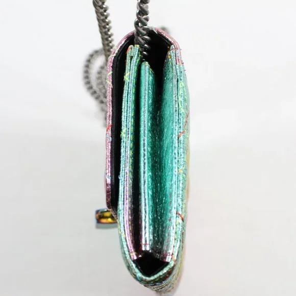 Kurt Geiger Brixton Metallic Leather Wallet-on-a-Chain - Rainbow - Picture 3 of 6